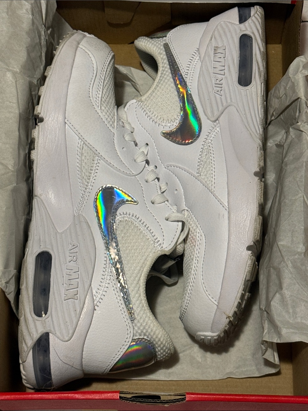 Nike Women’s Air Max White Sneakers with Holographic Swoosh